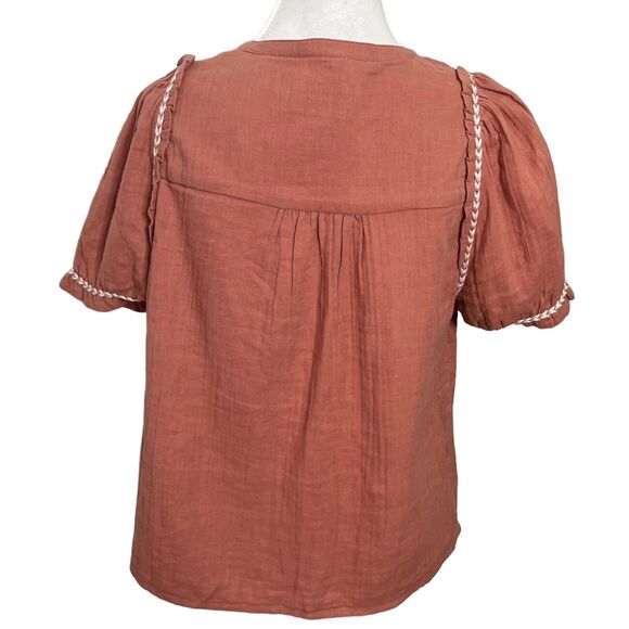 Sezane Wanda Blouse in Rose Tunisian Button Front Top Womens Size FR 36 US 4 - Picture 4 of 8